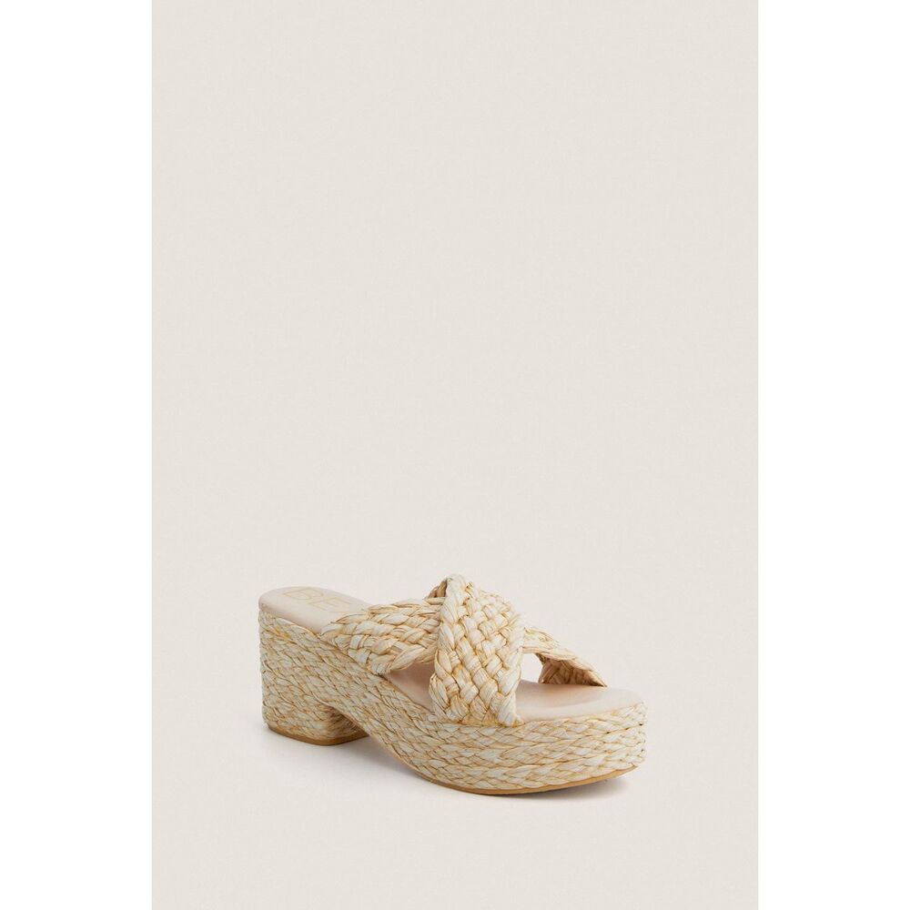 MATISSE Natural Reflection Raffia Platform Sandals Size 9 - Picture 2 of 12